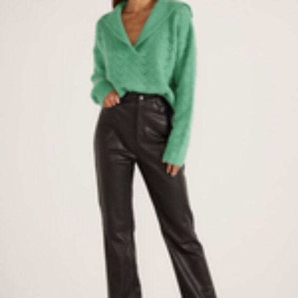 NWT! MINKPINK Mila Pu Black Pants - Picture 1 of 1